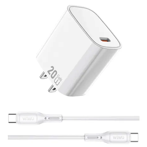 WiWU 20W Essen GaN Fast Charger+ Cable Combo Set (Type-C to Type-C)