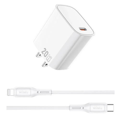 WiWU 20W Essen GaN Fast Charger+ Cable Combo Set (Type-C to Lightning)